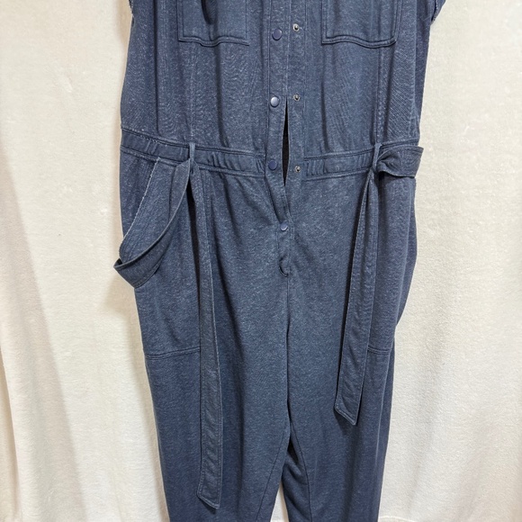 Daily Practice Anthropologie Blue 3X Jumpsuit Jumper Soft Elastic Waist w/Pocket - Picture 3 of 13